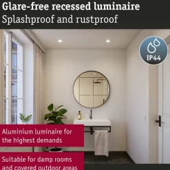 LED-alasvalo Paulmann Cole Ø88mm IP44 6W 470lm himmennettävä 2700K