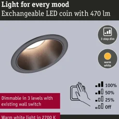 LED-alasvalo Paulmann Cole Ø88mm IP44 6W 470lm himmennettävä 2700K