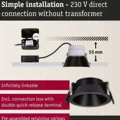 LED-alasvalo Paulmann Cole Ø88mm IP44 6W 470lm himmennettävä 2700K
