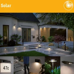 LED-aurinkokennovalaisin portaille Paulmann Dayton, IP44, 3000K, hämärätunnistin, antrasiitti