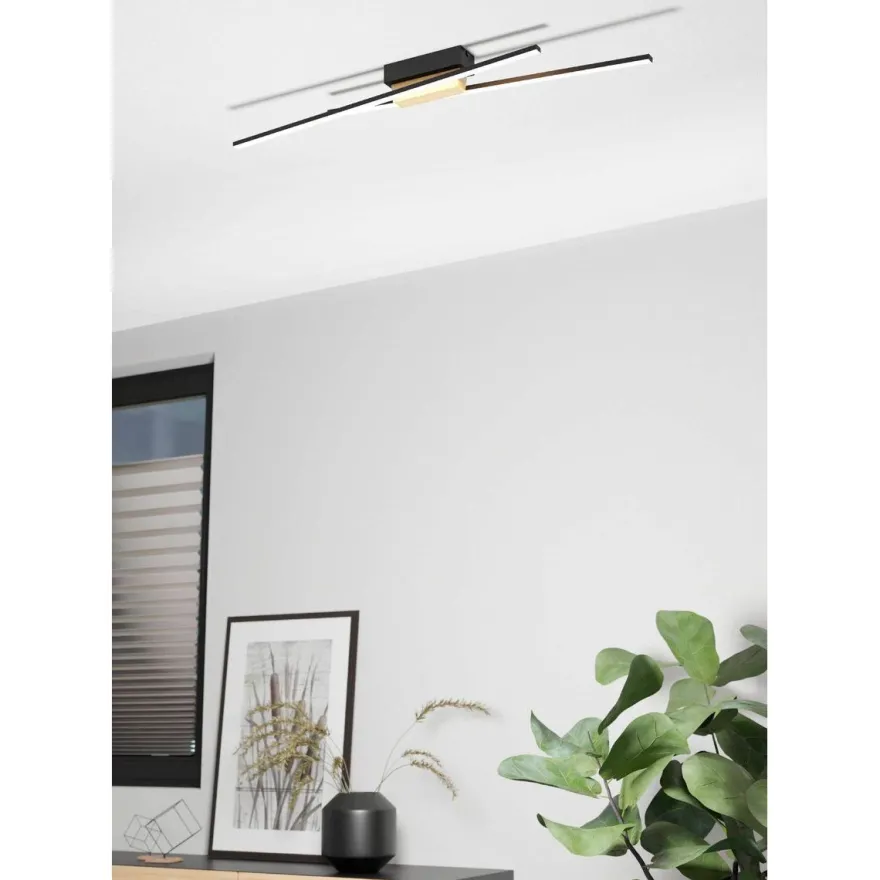 LED-Kattovalaisin Eglo Panagria, 2x13W, 93,5x7,5cm, musta/puu