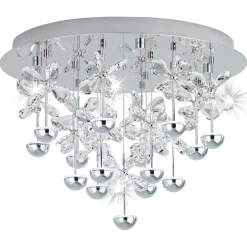 LED-Kattovalaisin Eglo Pianopoli, Ø500mm, kromi, kristalli 39245