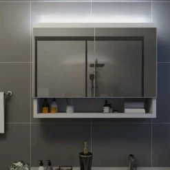 Led kylpyhuoneen peilikaappi valkoinen 80x15x60 cm mdf