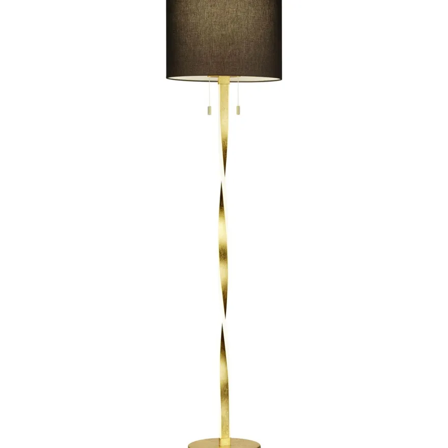 LED-lattiavalaisin Trio Nandor, ø400x1605mm, kulta/musta