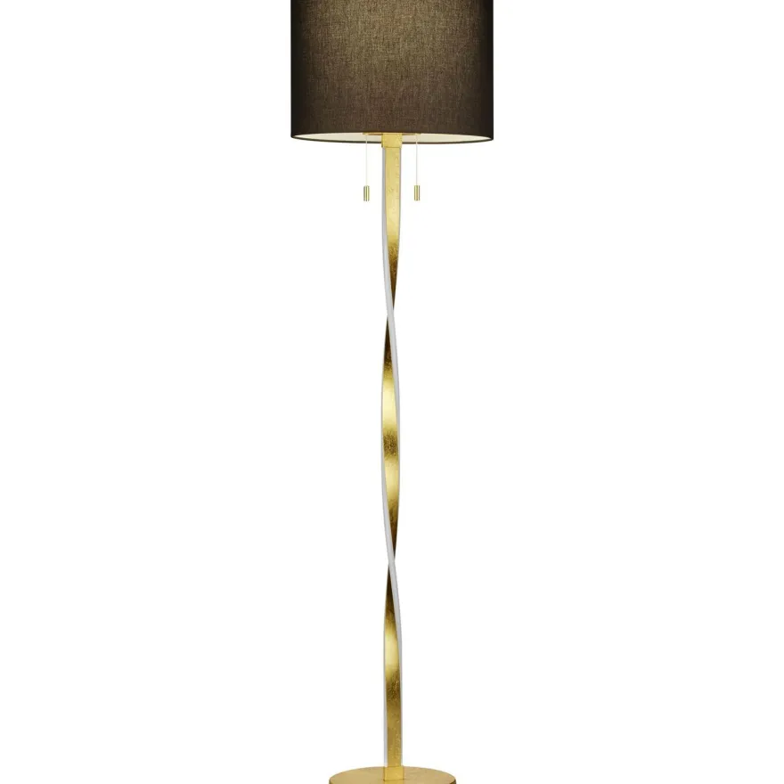 LED-lattiavalaisin Trio Nandor, ø400x1605mm, kulta/musta