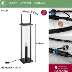 LED-lyhty Paulmann Plug & Shine Classic, 69.5cm, IP44, 1900K, antrasiitti