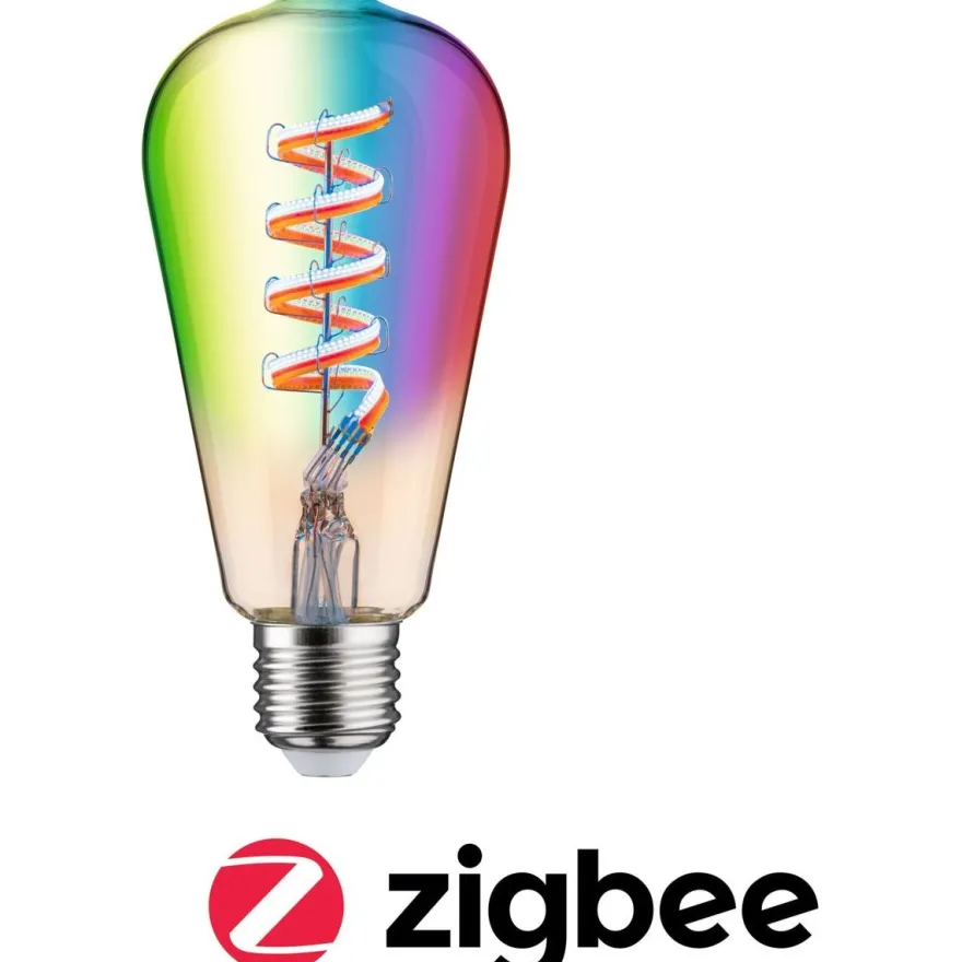 LED-älylamppu Paulmann Smart Home Zigbee 3.0, ST64, E27, 470lm, 6.3W, RGBW+, filamentti, himmennettävä, kulta