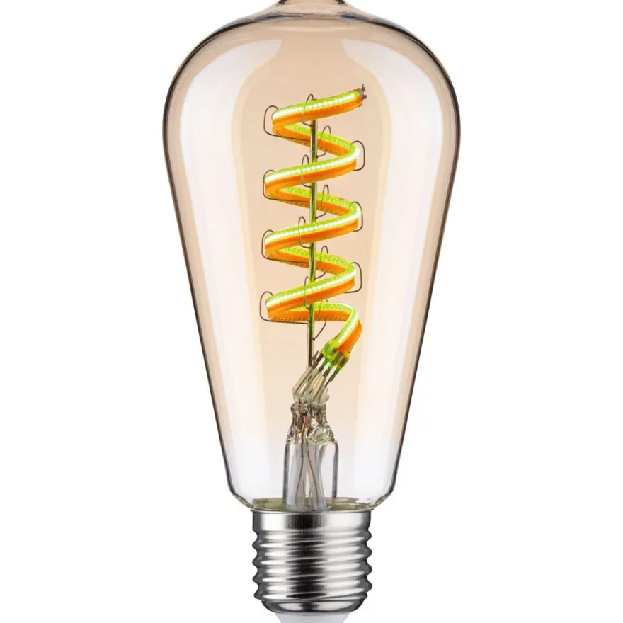 LED-älylamppu Paulmann Smart Home Zigbee 3.0, ST64, E27, 470lm, 6.3W, RGBW+, filamentti, himmennettävä, kulta
