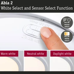 LED-paneeli Paulmann Abia 2 White Select hämäräohjatulla liiketunnistimella (HF) Ø300mm 14W 1000lm 2700-4000K