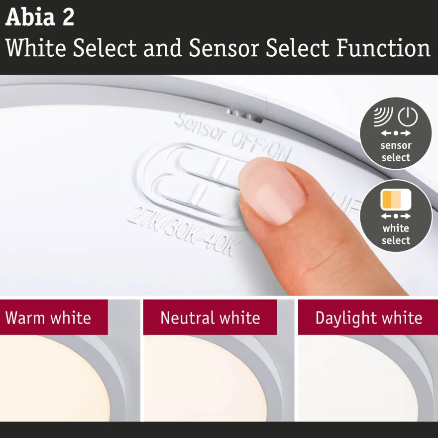 LED-paneeli Paulmann Abia 2 White Select hämäräohjatulla liiketunnistimella (HF) Ø300mm 14W 1000lm 2700-4000K