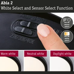 LED-paneeli Paulmann Abia 2 White Select hämäräohjatulla liiketunnistimella (HF) Ø300mm 14W 1000lm 2700-4000K