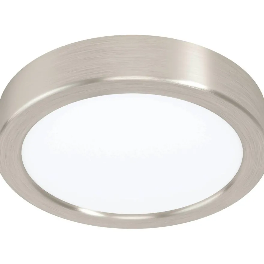 LED-Plafondi Eglo Fueva 5, 3000K, harjattu teräs, pyöreä, pinta-asennettava, vaihdettava LED, eri kokoja