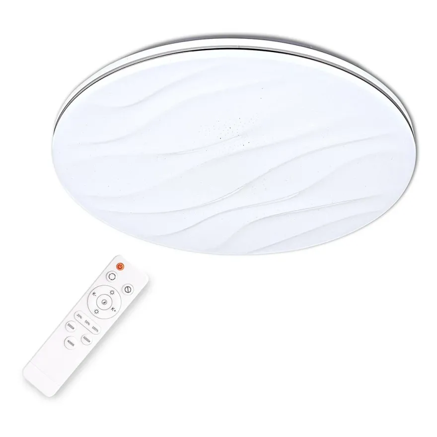 LED-plafondi Polux Desert, Ø38cm, 24W, himmennettävä, valkoinen