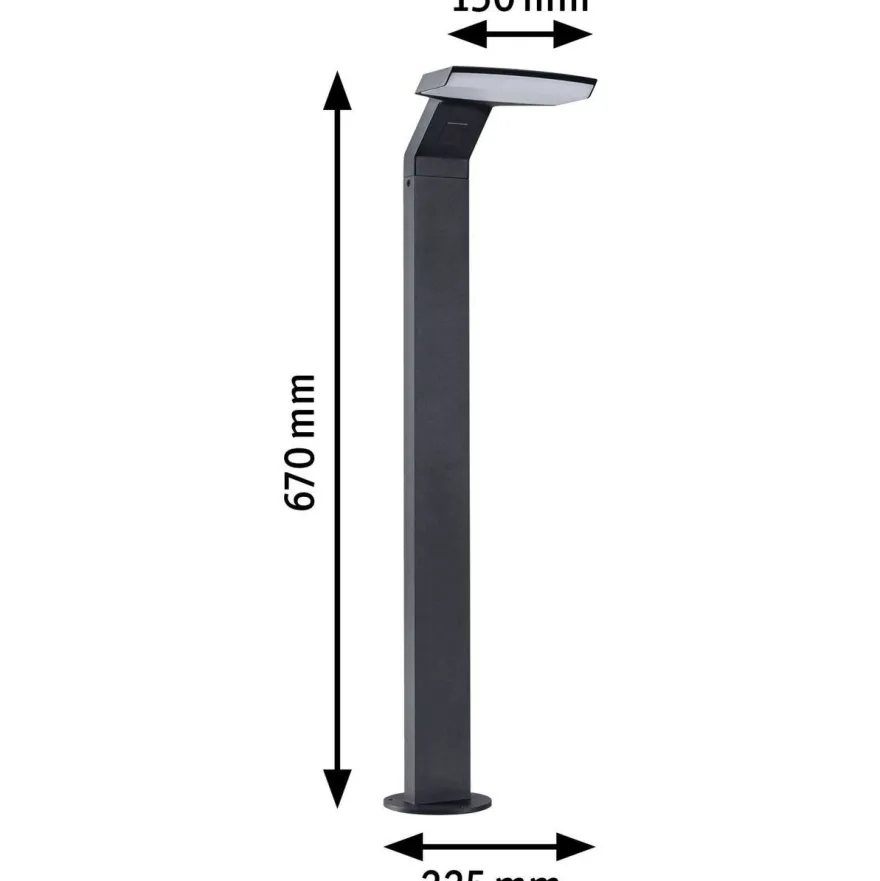 LED-pollarivalaisin liiketunnistimella Paulmann Zenera, 67cm, IP44, 2200-3000K, korroosionkestävä, antrasiitti