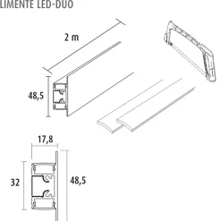 LED-profiili Limente LED-Duo 20 Lux, 3000K musta