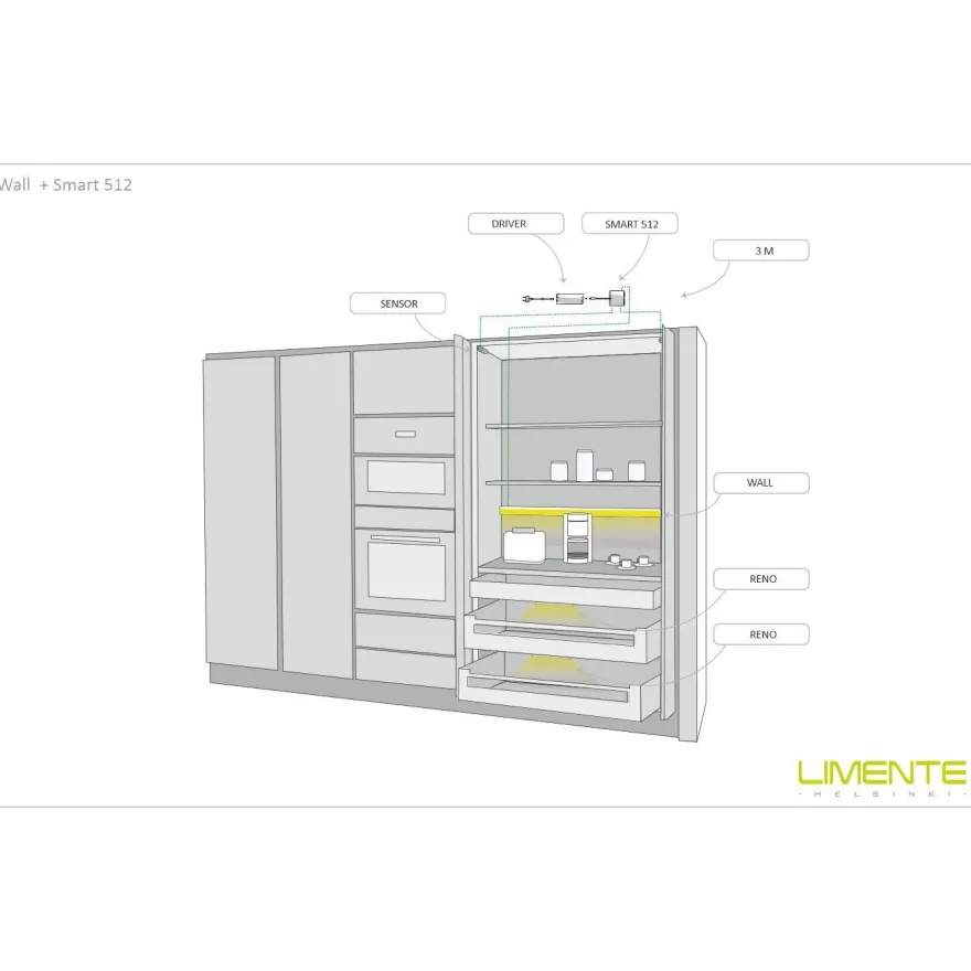 LED-profiili Limente LED-Wall 20, 4000K, 2m, 29W, alumiini