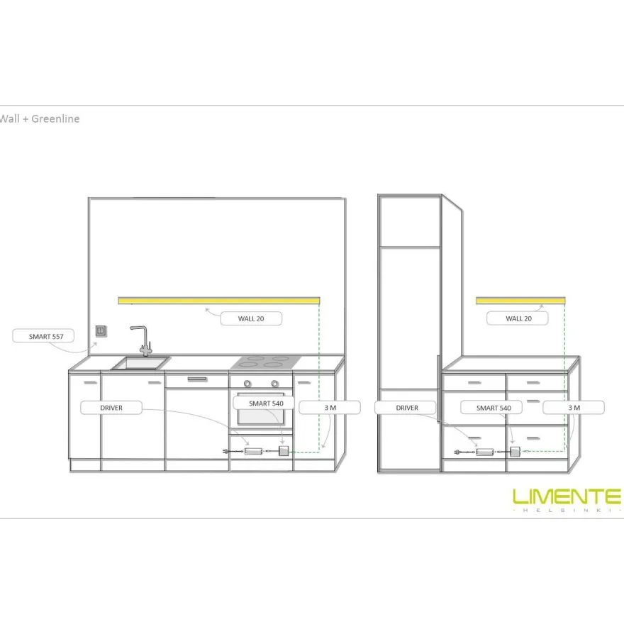 LED-profiili Limente LED-Wall 20, 4000K, 2m, 29W, alumiini