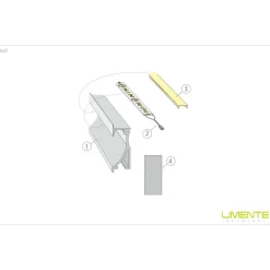 LED-profiili Limente LED-Wall 20, 4000K, 2m, 29W, alumiini