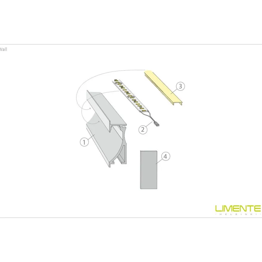 LED-profiili Limente LED-Wall 20, 4000K, 2m, 29W, alumiini