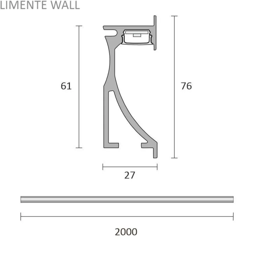 LED-profiili Limente LED-Wall 20, 4000K, 2m, 29W, alumiini