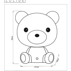 LED-pöytävalaisin Lucide Dodo Nallekarhu, 21x19x25cm, 3W, himmennettävä, valkoinen