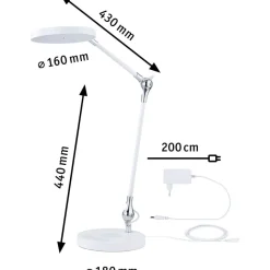 LED-pöytävalaisin Paulmann Numis Qi, 1000lm, 11W, himmennettävä, säädettävä värilämpötila, valkoinen
