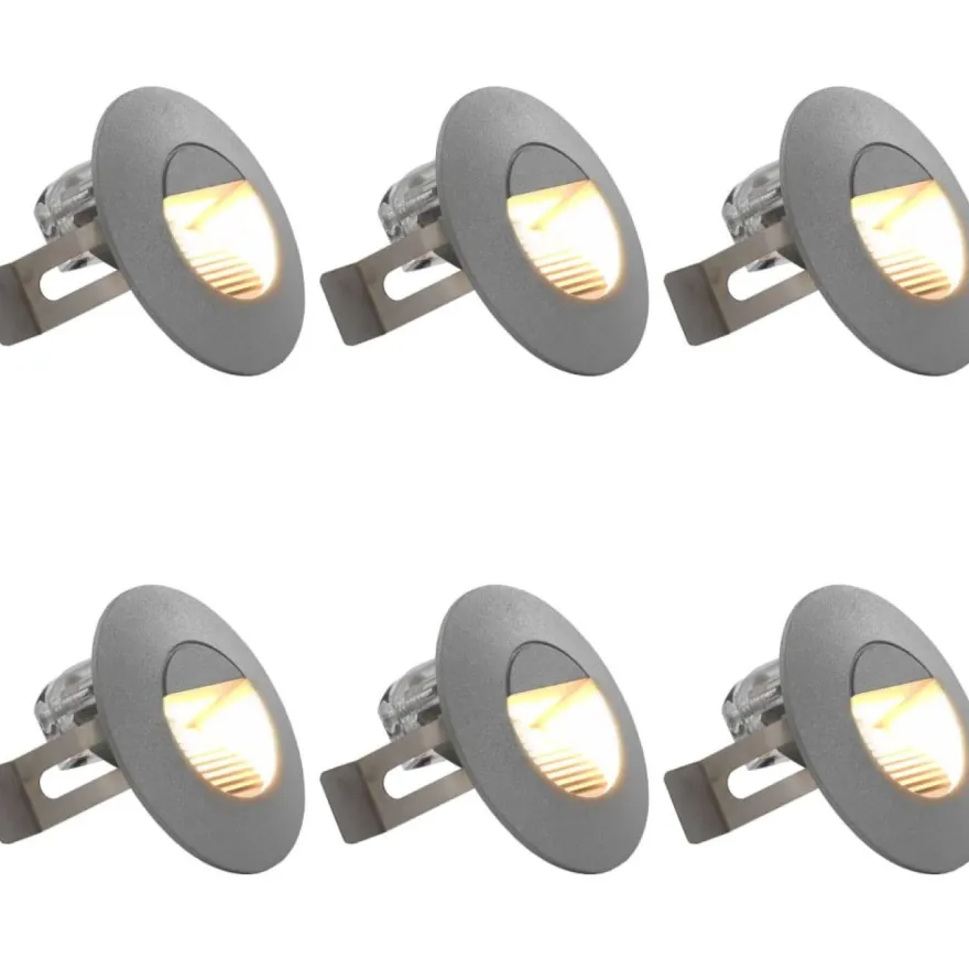 LED-seinävalaisimet ulkokäyttöön, 6 kpl, 5 W, hopea, pyöreä
