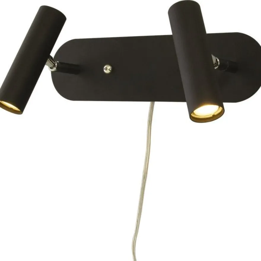 LED-seinävalaisin Aneta Lighting Artic, 2-osainen, 3000K, musta
