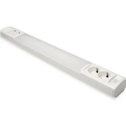 LED-työpistevalaisin Ensto Ami AL124L680, 9W/830/840, 682mm, 2x2-osainen pistorasia + kytkin, valkoinen