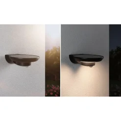 LED-ulkoseinävalaisin aurinkokennolla Paulmann Bordola, IP44, 3000K, hämärätunnistin, antrasiitti