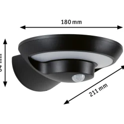 LED-ulkoseinävalaisin aurinkokennolla Paulmann Bordola, IP44, 3000K, hämärätunnistin, antrasiitti