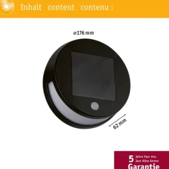 LED-ulkoseinävalaisin aurinkokennolla Paulmann Helena, IP44, 3000K, liiketunnistin, antrasiitti
