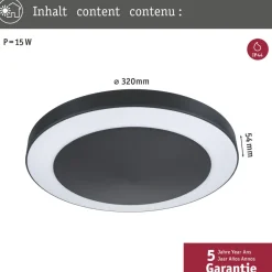 LED-ulkoseinävalaisin hämärätunnistimella Paulmann Circula, Smart Home Zigbee 3.0, IP44, 32cm, antrasiitti