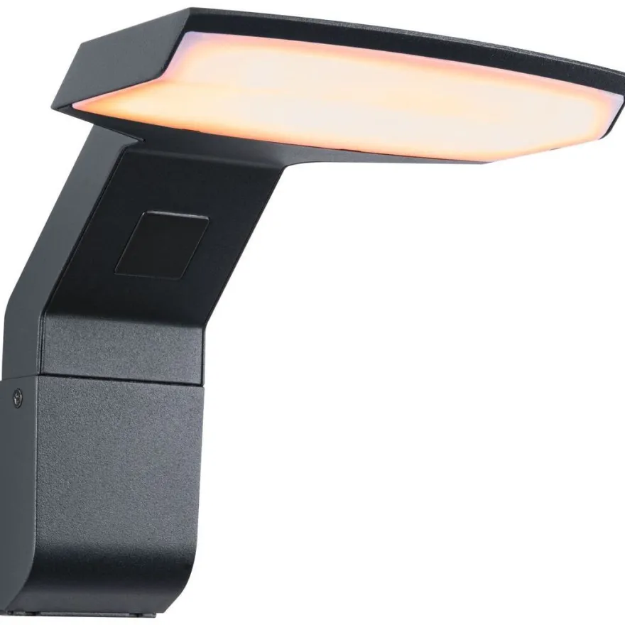 LED-ulkoseinävalaisin liiketunnistimella Paulmann Zenera, IP44, 2200-3000K, korroosionkestävä, antrasiitti
