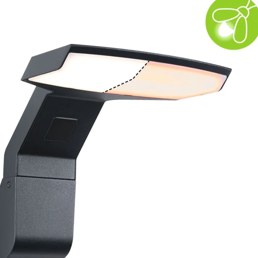 LED-ulkoseinävalaisin liiketunnistimella Paulmann Zenera, IP44, 2200-3000K, korroosionkestävä, antrasiitti