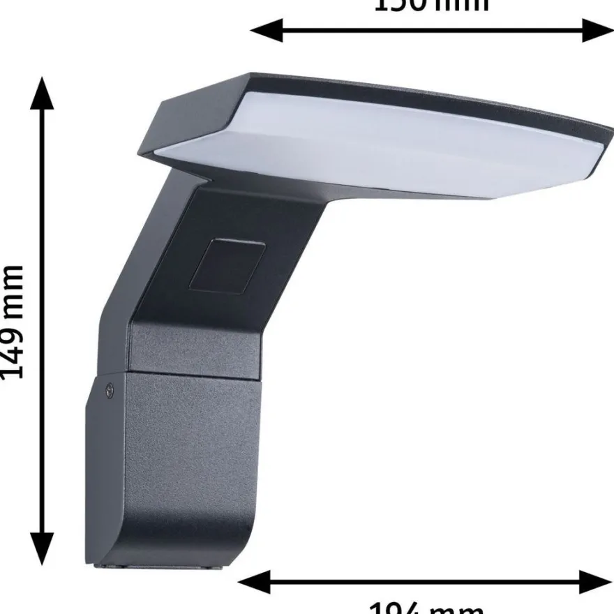 LED-ulkoseinävalaisin liiketunnistimella Paulmann Zenera, IP44, 2200-3000K, korroosionkestävä, antrasiitti