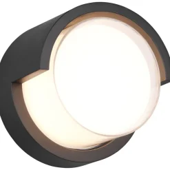 LED-ulkoseinävalaisin Trio Puno, pyöreä, mattamusta