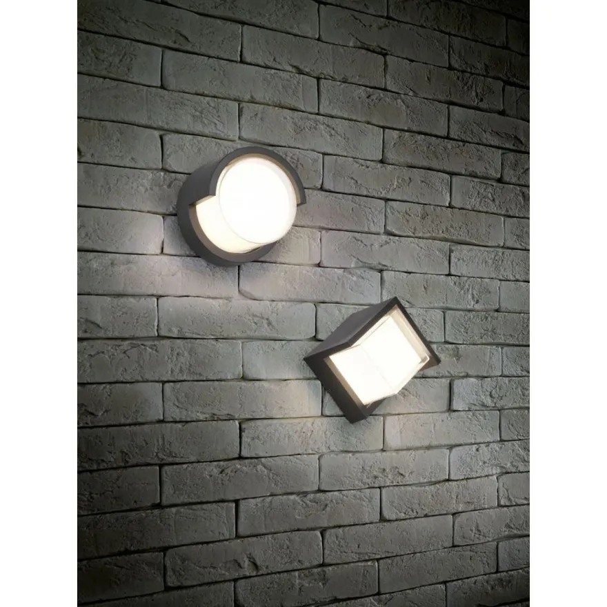 LED-ulkoseinävalaisin Trio Puno, pyöreä, mattamusta