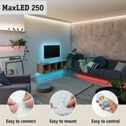 LED-valonauha Paulmann MaxLED 250, aloituspakkaus, IP44, 230lm/m RGBW+, 24VA, eri kokoja