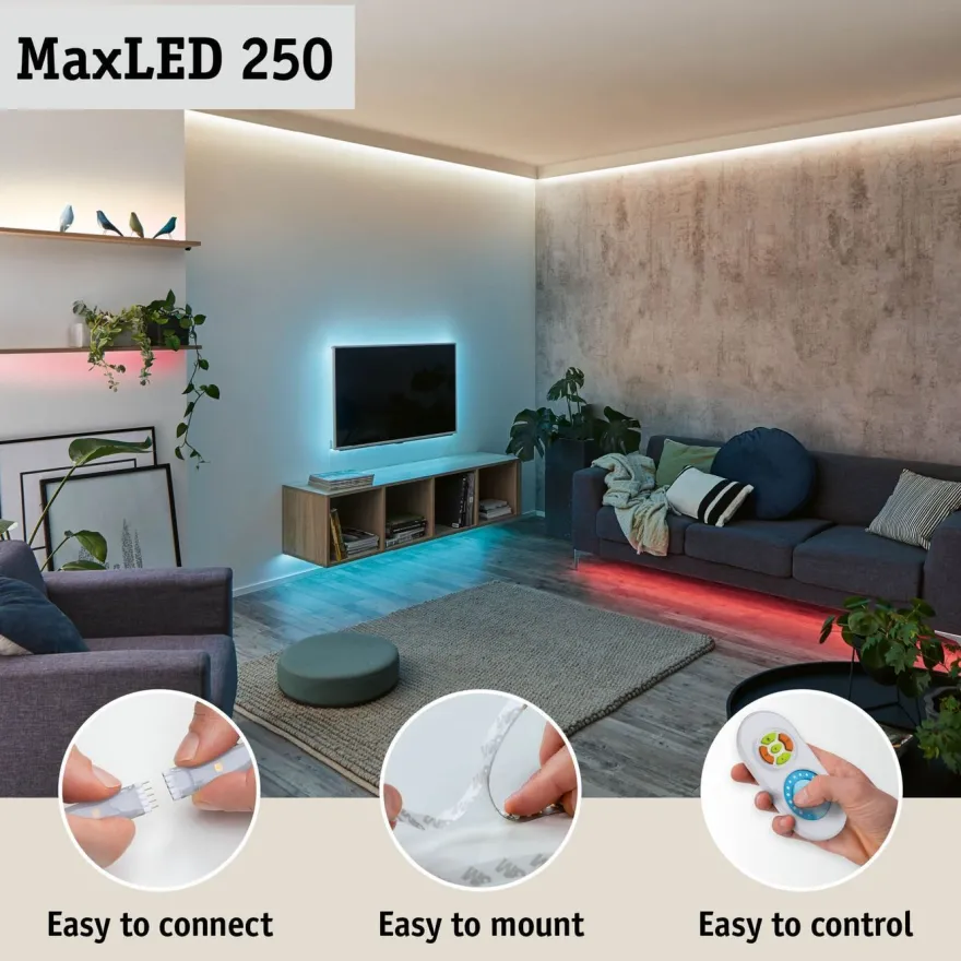 LED-valonauha Paulmann MaxLED 250, aloituspakkaus, IP44, 230lm/m RGBW+, 24VA, eri kokoja
