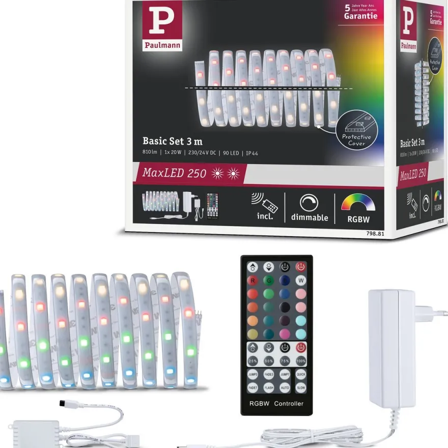 LED-valonauha Paulmann MaxLED 250, aloituspakkaus, IP44, 230lm/m RGBW+, 24VA, eri kokoja