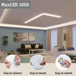 LED-valonauha Paulmann MaxLED 1000 Full-Line COB, aloituspakkaus, 1.5m, 18W, 1080lm/m, 528LEDs/m, 2700K, 40VA