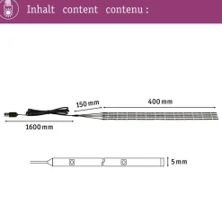 LED-valonauhasarja aurinkovarjoon Paulmann Parasol, USB, 4x40cm, 3000K, musta