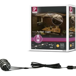 LED-valonauhasarja aurinkovarjoon Paulmann Parasol, USB, 4x40cm, 3000K, musta
