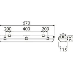LED-yleisvalaisin Airam Generic, IP65, 2x9W, 670mm, valkoinen