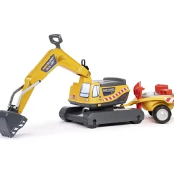 Leikkikaivinkone Falk Super Builder, perävaunulla, keltainen