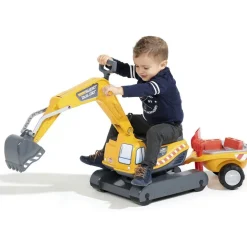 Leikkikaivinkone Falk Super Builder, perävaunulla, keltainen