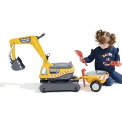 Leikkikaivinkone Falk Super Builder, perävaunulla, keltainen