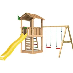 Leikkitorni Jungle Gym Cottage 2.1, 2-Swing Module 220, vihreä liukumäki