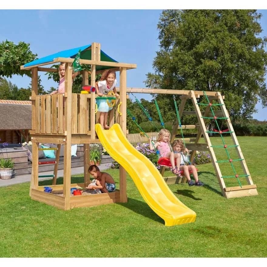 Leikkitornikokonaisuus Jungle Gym Hut 2.1, 2-Climb Module 220, ilman liukumäkeä